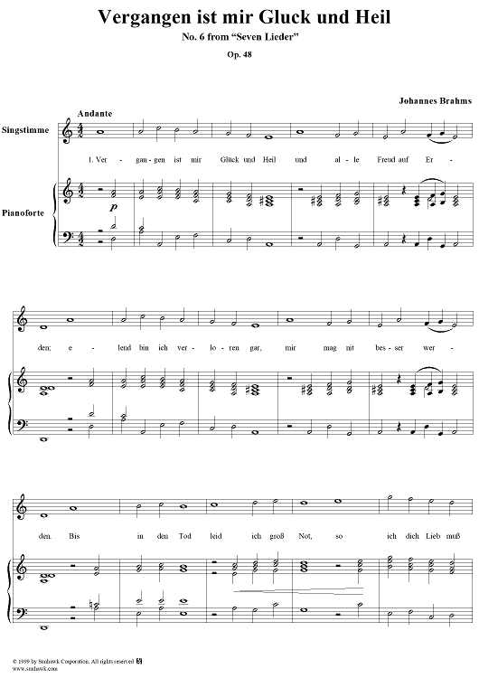 Vergangen ist mir Glück und Heil - No. 6 from "Seven Lieder" Op. 48