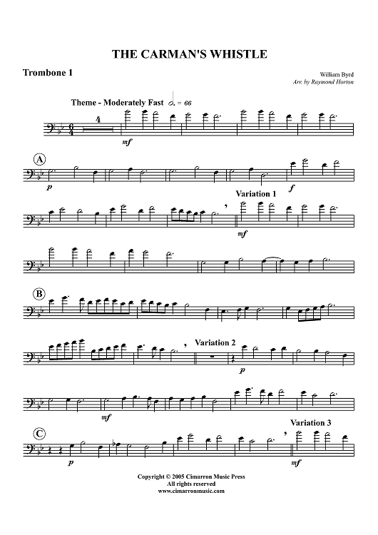 The Carman's Whistle - Trombone 1