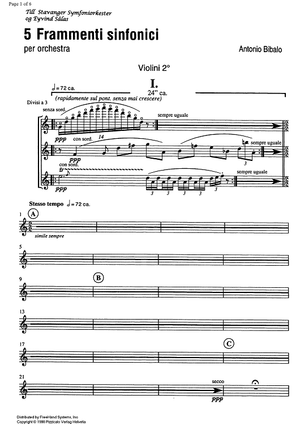 5 Frammenti sinfonici - Violin 2