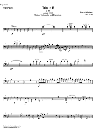 Piano Trio Bb Major D28 - Cello