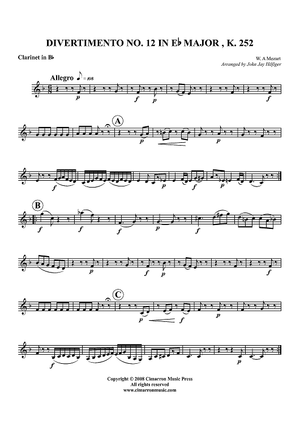 Divertimento No. 12 in Eb Major, K. 252 - Clarinet in Bb