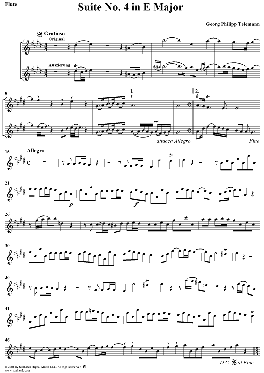 Suite No. 4 in E Major - Flute