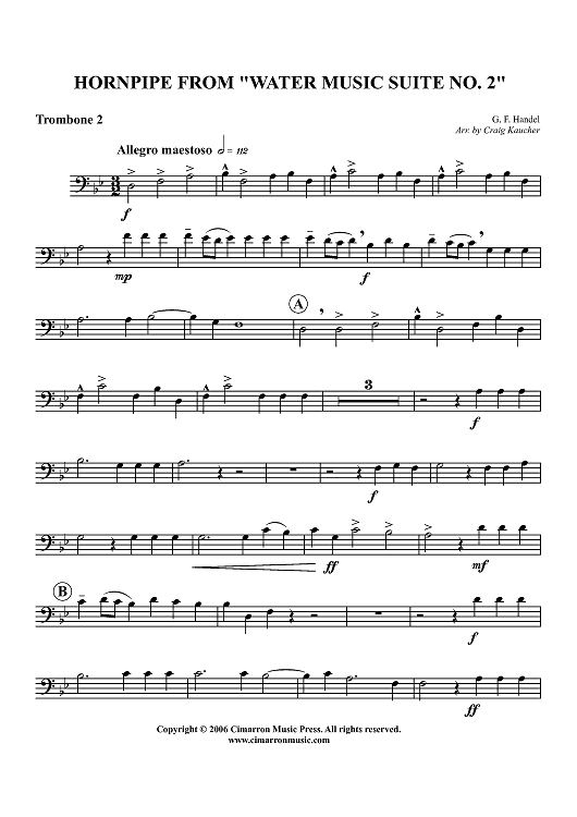 Hornpipe from "Water Music Suite No. 2" - Trombone 2