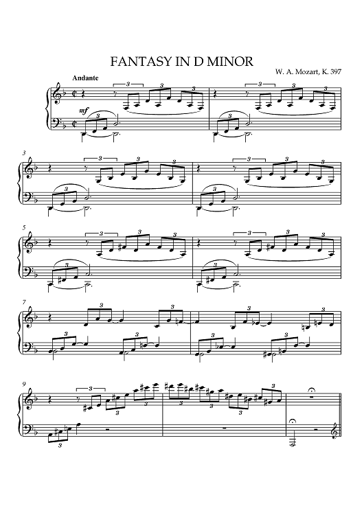 Fantasy in D Minor, K. 397
