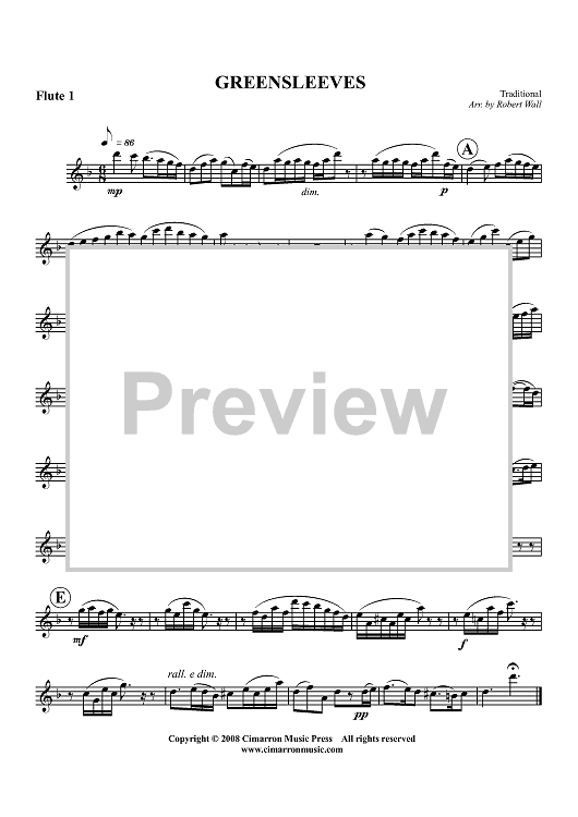 Greensleeves - Flute 1