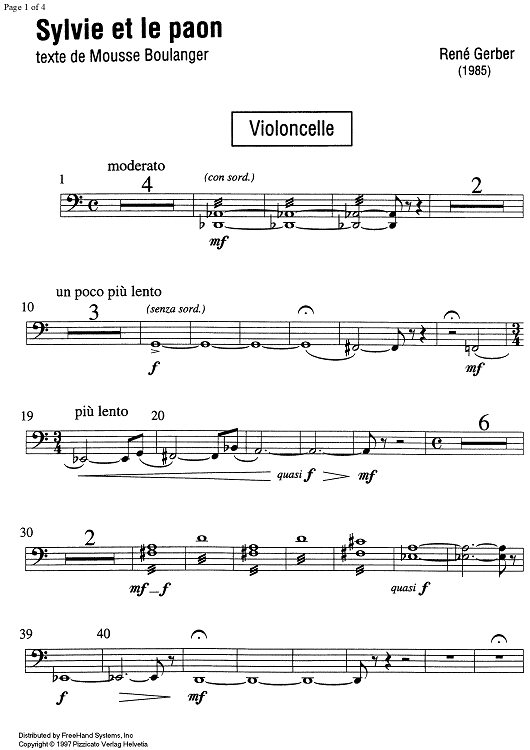 Sylvie et le paon - Cello