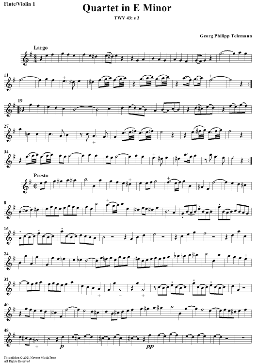 Quartet in E minor - Flute 1/Violin 1