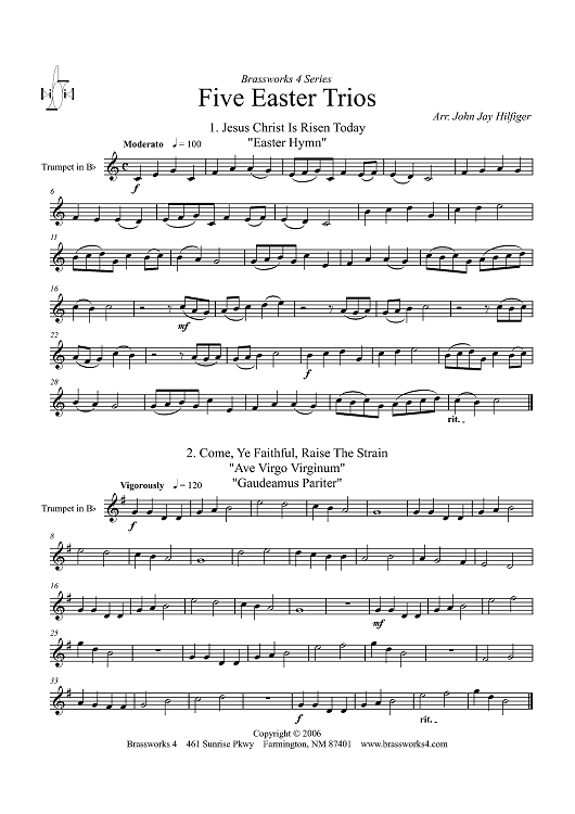 Five Easter Trios - Trumpet in B-flat