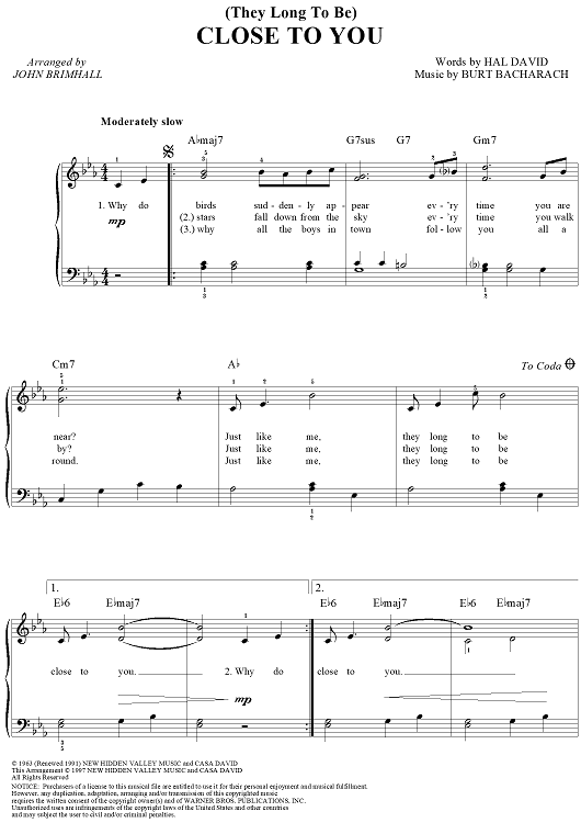 (They Long to Be) Close to You