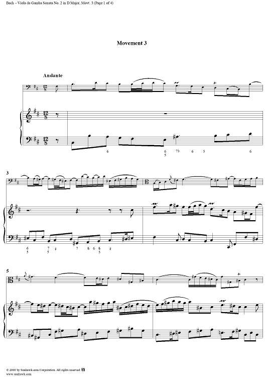 Sonata No. 2 in D Major, Movement 3 - Piano Score