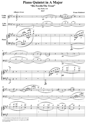 Piano Quintet in A Major - Piano Score
