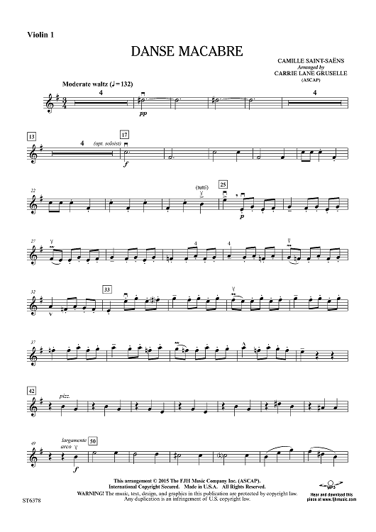 Danse Macabre Violin 1" Sheet Music for Orchestra Sheet Music Now