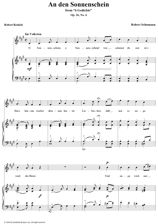 An den Sonnenschein, Op. 36, No. 4