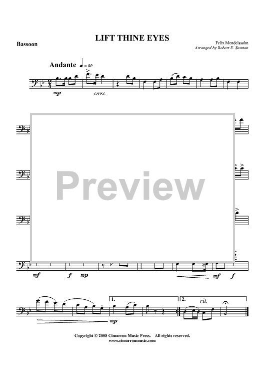 Lift Thine Eyes - Bassoon
