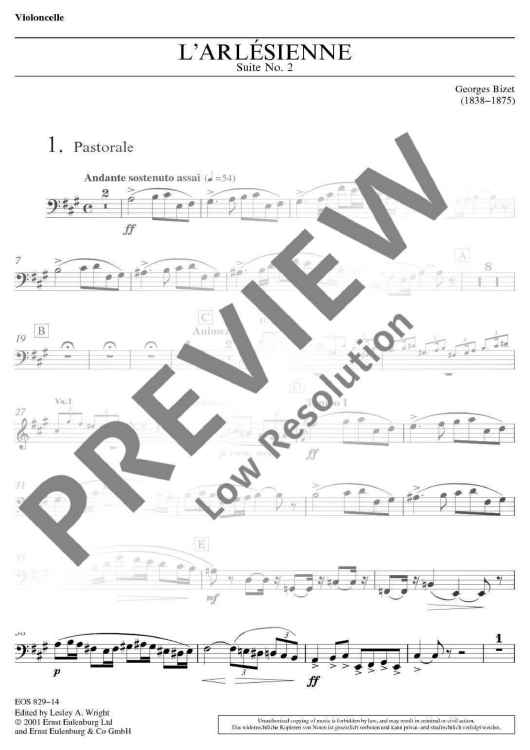 L'Arlésienne Suite No. 2 - Cello