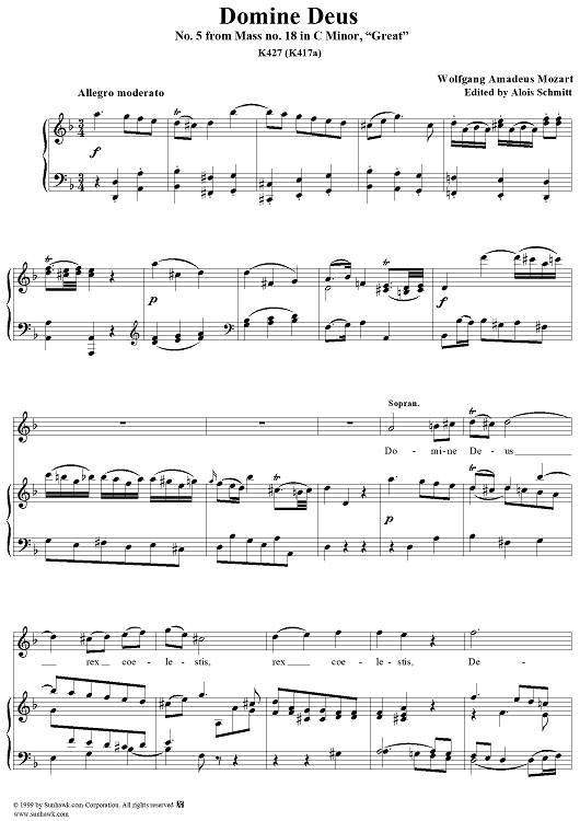 Domine Deus - No. 5 from Mass no. 18 in C minor ("Great")   - K427 (K417a)