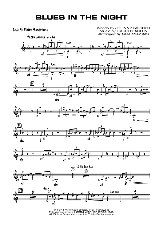 Blues in the Night - B-flat Tenor Saxophone 2
