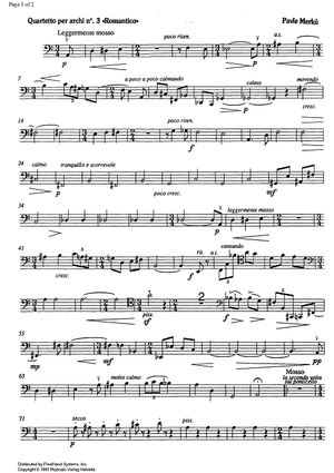 Quartetto No. 3 Romantico - Cello