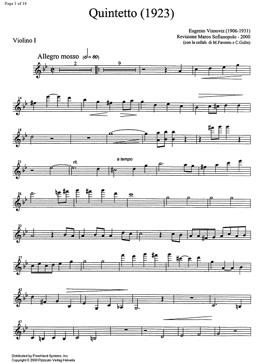 Quintetto in Sol minore (Quintet in g minor) - Violin 1