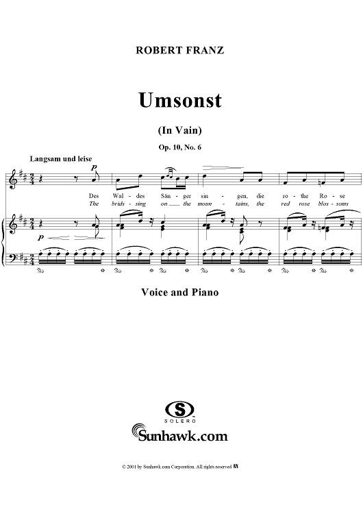 Six Songs, op. 10, no. 6: In Vain  (Umsonst)