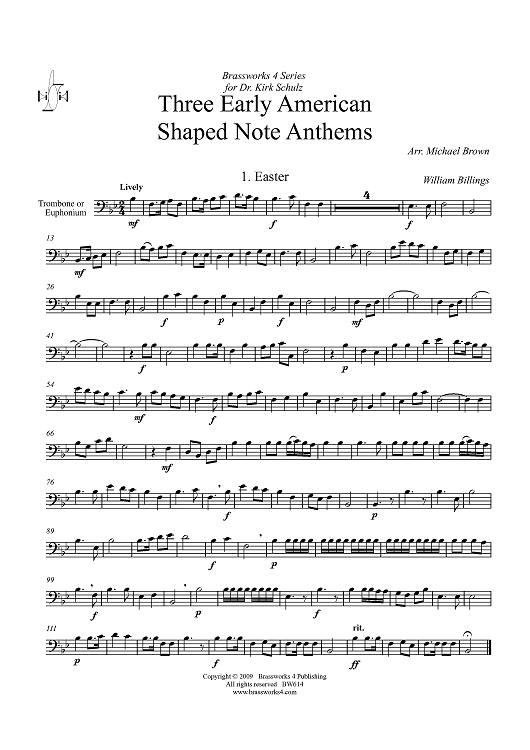 Three Early American Shaped Note Anthems - Trombone