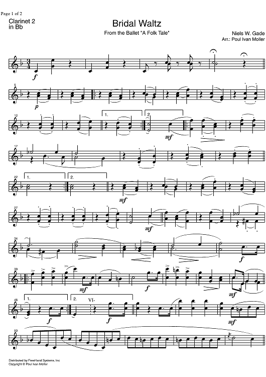 Bridal Waltz from A Folk Tale - B-flat Clarinet 2