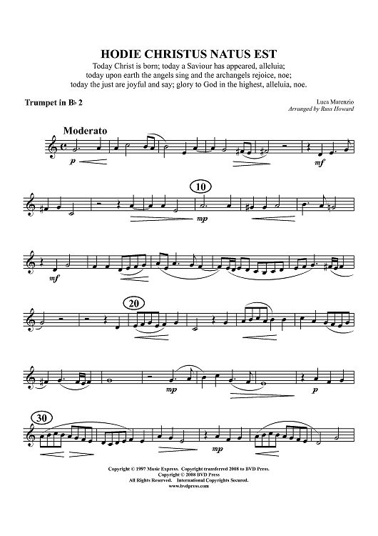 Hodie Christus Natus Est - Trumpet 2
