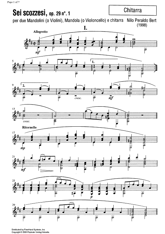 Sei scozzesi Op.29 No. 1 - Guitar