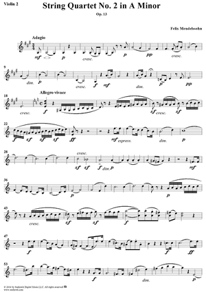 String Quartet No. 2 in A Minor, Op. 13 - Violin 2
