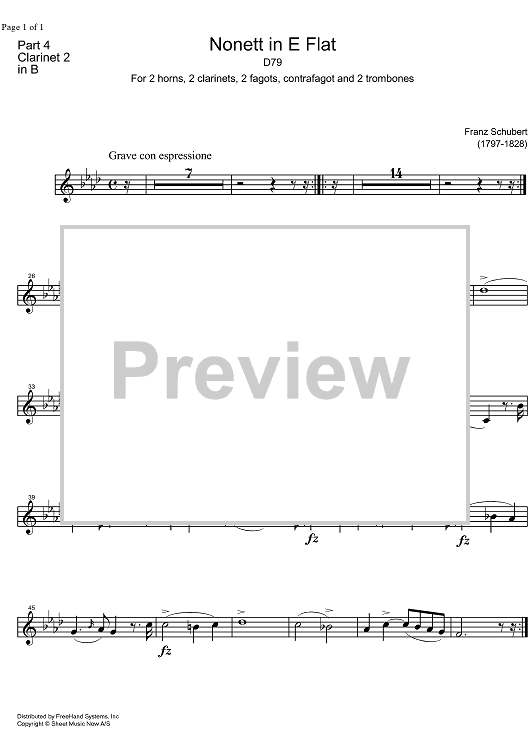 Nonet Eb Major D79 - B-flat Clarinet 2
