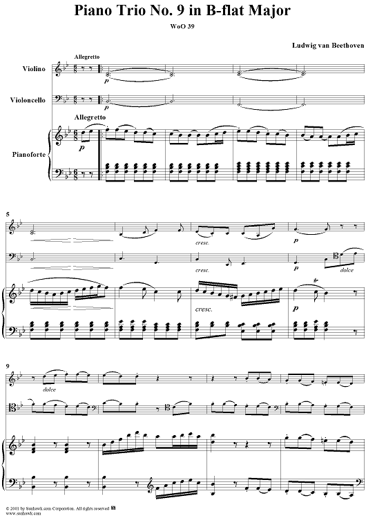 Piano Trio No. 9 in B-flat Major, WoO 39 - Piano Score