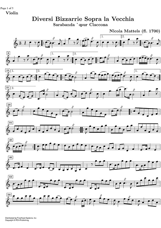 Diversi Bizzarrie Sopra la Vecchia - Violin