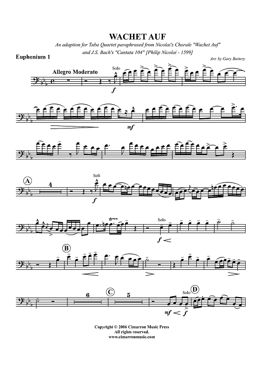 Wachet Auf - Euphonium 1 BC/TC