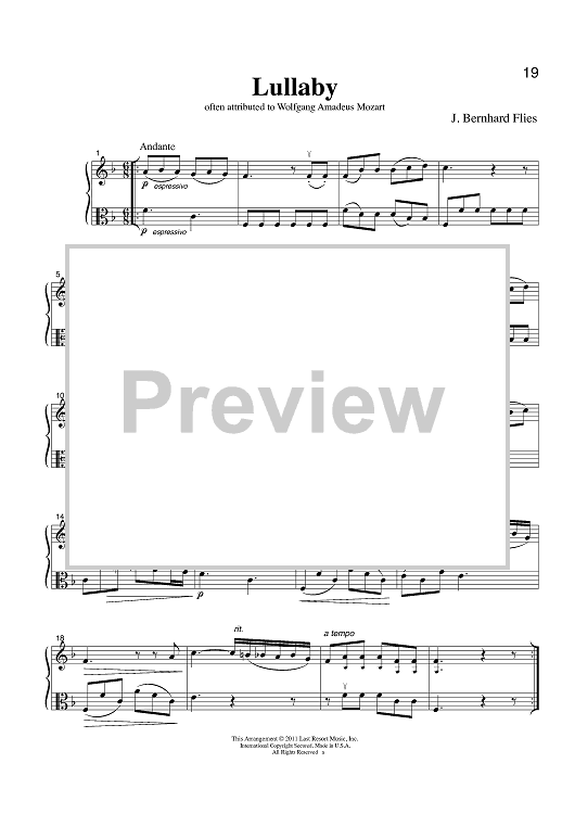 Lullaby - often attributed to Wolfgang Amadeus Mozart