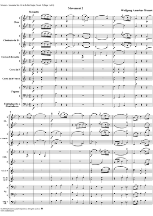 Serenade no. 10 in B-Flat Major, Movement 2, K361(K370a)  ("Gran Partita") - Full Score