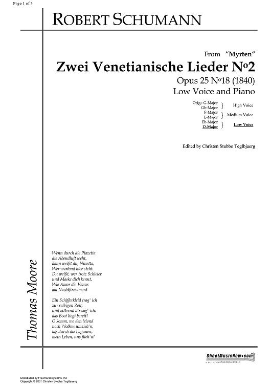Zwei Venetianische Lieder No. 2 Op.25 No.18