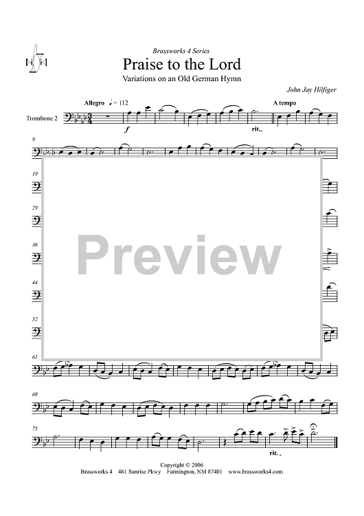 Praise to the Lord - Trombone 2
