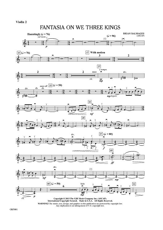 Fantasia On We Three Kings - Violin 2