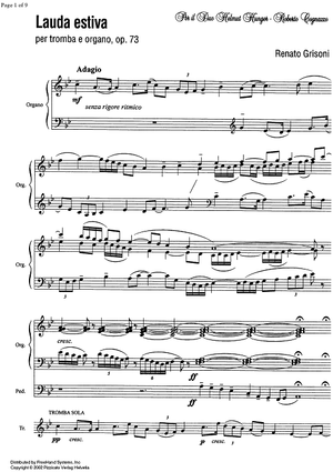 Lauda estiva Op.73 - Score