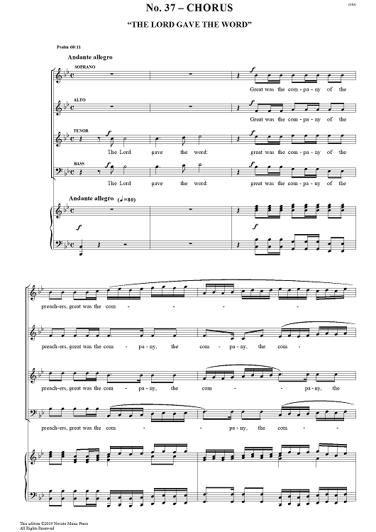 Messiah, no. 37: The Lord gave the word - Piano Score