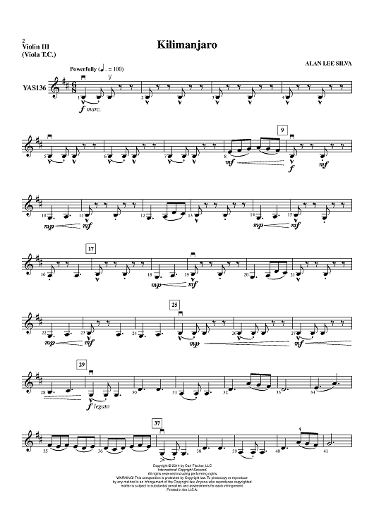 Kilimanjaro - Violin 3 (Viola T.C.)