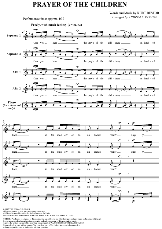 Prayer of the Children - SSAA Choral