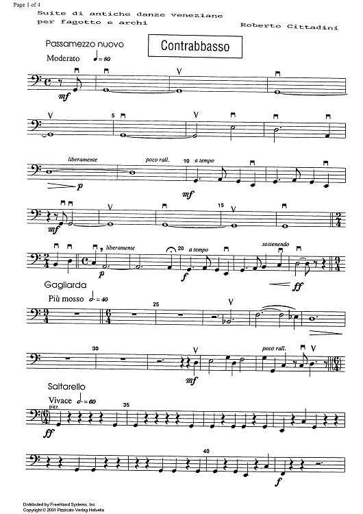 Suite di antiche danze veneziane - Double Bass