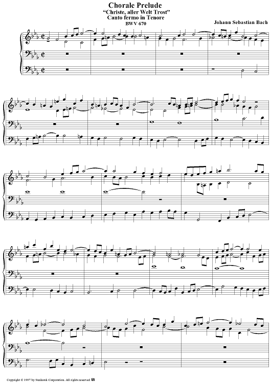 Chorale Prelude, BWV 670: Christe, aller Welt Trost