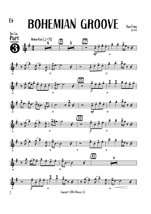 Bohemian Groove - Eb Instruments Part 3