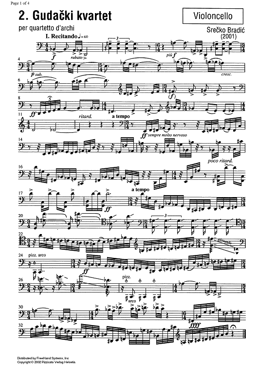 2. Gudacki kvartet (string quartet) - Cello