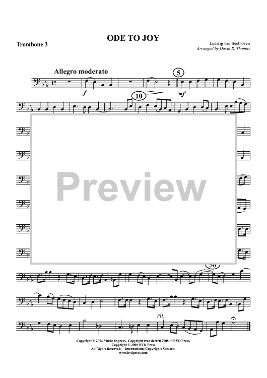 Ode to Joy - Trombone 3