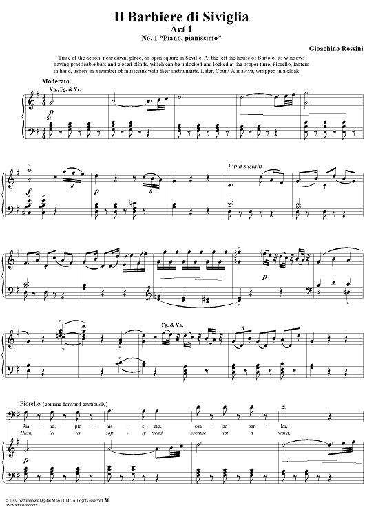 Introduction: Piano, pianissimo, No. 1 from "Il Barbiere di Siviglia"
