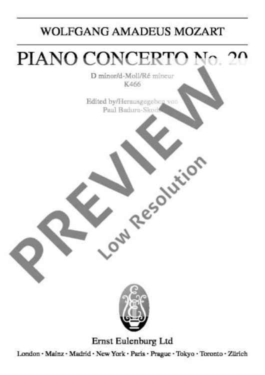 Concerto No. 20 D minor in D minor - Full Score