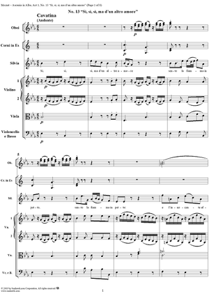 "Si, si, si, ma d'un altro amore", No. 13 from "Ascanio in Alba", Act 1, K111 - Full Score